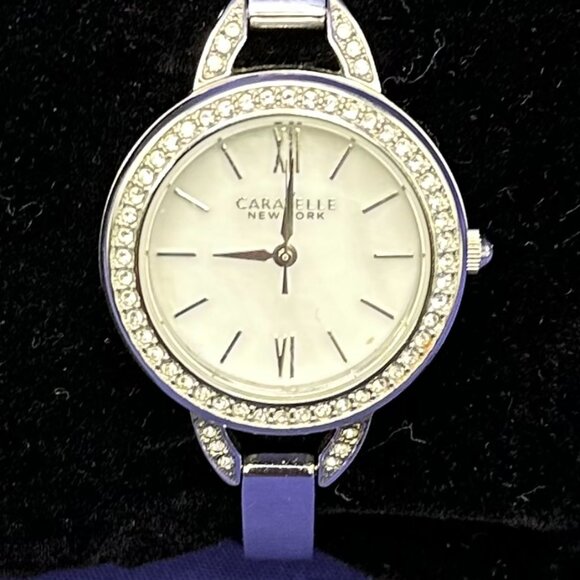 Caravelle New York by Bulova Quartz Watch Crystal Accents 43L166.  Fresh Battery - Picture 1 of 14